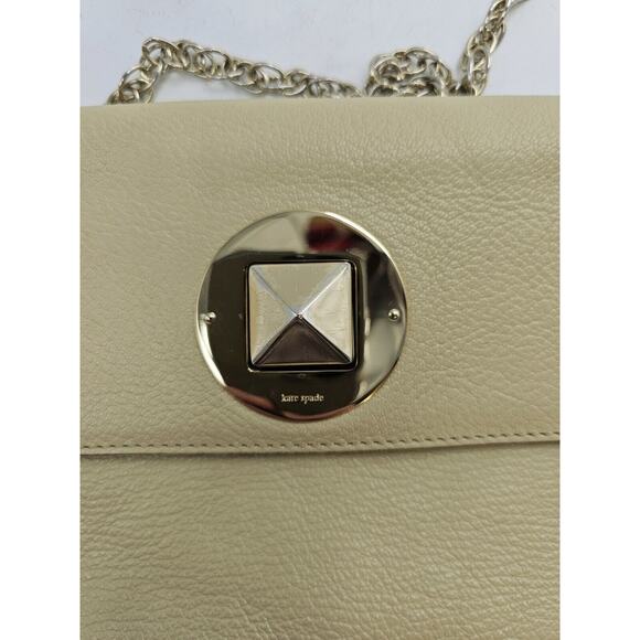 Kate Spade NY Pebbled Leather Gold Chain Diamond Accent Clutch Shoulder Purse - Picture 10 of 12